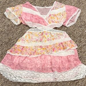 Floral Pink Lace Mini Dress